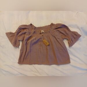 NWT Mauve Gauze Puff Sleeve Julia Top, Natural Life, M